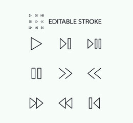 Poster - Simple Set of Player Related Vector Line Icons. Contains such Icons as Pause, Stop, Next and Forward and more. Editable Stroke. 72x72 Pixel Perfect.