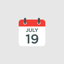 Calendar - July 19 Icon Illustration Isolated Vector Sign Symbol