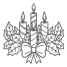 Christmas Candles Isolated Coloring Page