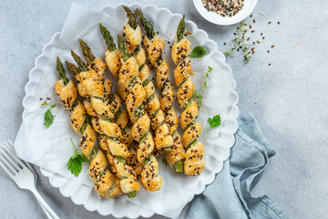 Wall Mural - asparagus and bacon  puff pastry spirals