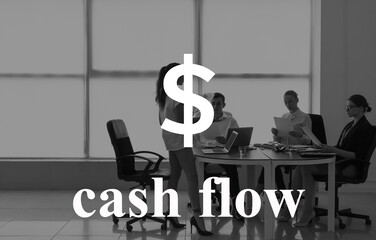 Poster - Business people working in modern office. Cash flow