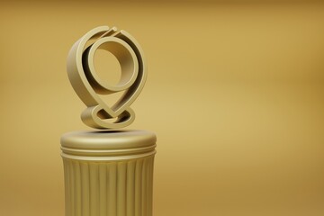 Poster - Beautiful abstract illustrations Golden Location symbol icons on a golden column and wonderful background. 3d rendering illustration. Background pattern for design.