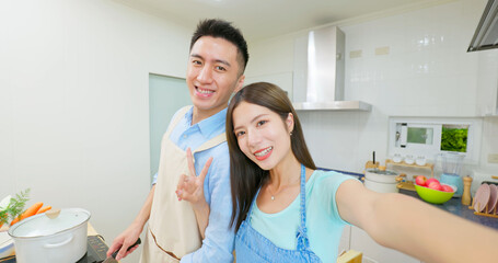 Sticker - young couple are cooking together