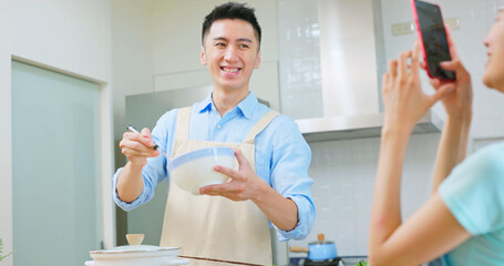 Sticker - young couple are cooking together