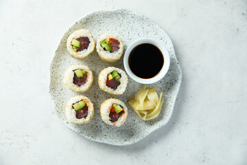 Wall Mural - Sushi rolls with tuna and avocado