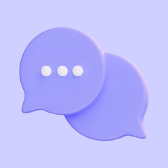 Wall Mural - 3d render speech bubble isolated on purple background. online chat and communication concept.