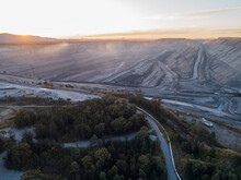 Looking Down Into An Open Cut Coal Mine In Bulga Area Of The Hunter Valley At Dusk