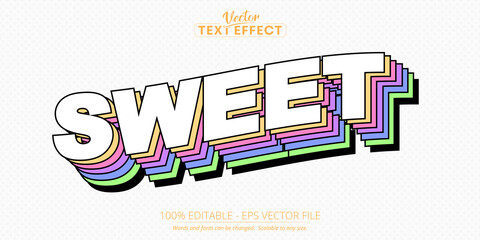Wall Mural - Vector sweet text effect, 3D bold line style modern typography for decoration, t shirt, book, card,poster, banner, logo, printing on fabric, industrial. Trendy typeface. Cool alphabet. 
