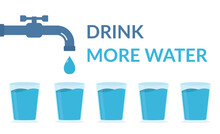 Drink More Water Concept With Tap And Glasses With Water