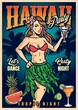 Hawaii party vintage colorful poster