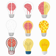 Creative lightbulb Different  idea set