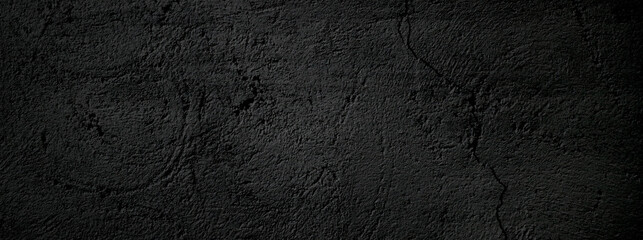 Wall Mural - Black wall scary or dark gray rough grainy stone texture background. Black concrete for background.