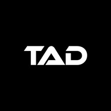 TAD Letter Logo Design With Black Background In Illustrator, Vector Logo Modern Alphabet Font Overlap Style. Calligraphy Designs For Logo, Poster, Invitation, Etc.