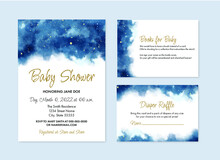 Starry Night Baby Shower Template Kit; Invite, Diaper Raffle, Books For Baby