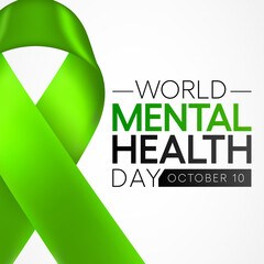 Wall Mural - World Mental Health day is observed every year on October 10, A mental illness is a health problem that significantly affects how a person feels, thinks, behaves, and interacts with other people.