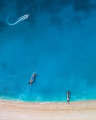 Wall Mural - directly above view of egremni beach at Lefkada island, Greece