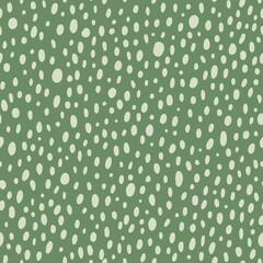 Wall Mural - Hand drawn seamless pattern. Polka dot background. Green background. Trendy texture for print, textile. fabric.