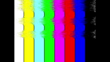 Test Pattern From A Tv Transmission With Colorful Bars And Interference Of The TV 80s. SMPTE Color Stripe Technical Problems And Retro Tv Screen Flickering.