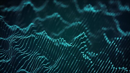 Poster - Abstract Digital Flowing Lines Technology Background Loop/ 4k animation of an abstract wallpaper background of digital fractal particle lines with depth of field and ambient occlusion flowing and wavi