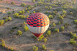 Isolated Colorful Hot Air Balloon Flying Over Ancient Pyramid of Teotihuacan, Mexico