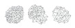 Set de formas abstractas con líneas de render. Forma de red tecnológica o malla de líneas en blanco. Recurso gráfico