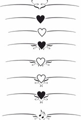 Poster - decorative heart delimiter separator element set
