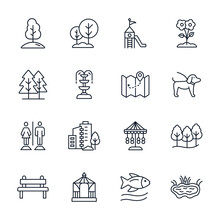 City Park Icons Set . City Park Pack Symbol Vector Elements For Infographic Web