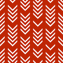White Chevron Seamless Pattern With Brown Background.