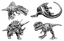Vector Set Of Dinosaurs And Varans , Graphical Elements Isolated On White