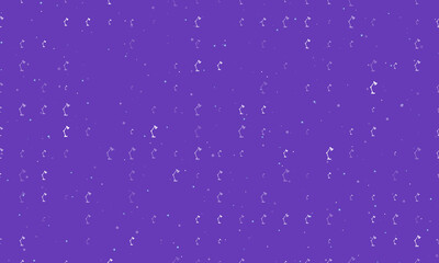 Poster - Seamless background pattern of evenly spaced white table lamp symbols of different sizes and opacity. Vector illustration on deep purple background with stars