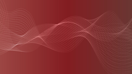 Poster - Abstract futuristic wavy stripes. Abstract curved lines on a red gradient background. Vector.
