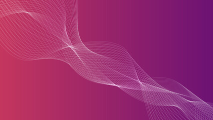 Poster - Abstract futuristic wavy stripes. Abstract curved lines on a red gradient background. Vector.