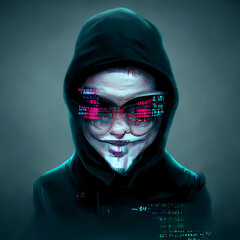 Portrait of a cunning hacker