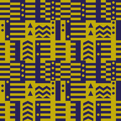 Wall Mural - Geometric seamless pattern. Bauhaus style background. Modular grid print. Stripe, line, arrow, rectangle ornament