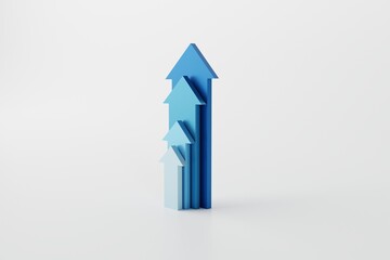 Poster - Up arrows of different colors. The concept of the growth of statistics and the development of the company, life. 3D rendering, 3D illustration.