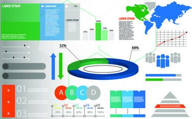 Poster - Dashboard, great design for any site purposes. Business infographic template. Vector flat illustration. Big data concept Dashboard user admin panel template design. Analytics admin dashboard.	