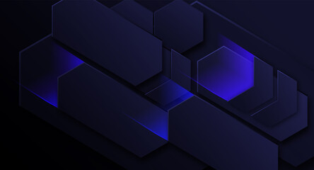 Poster - Futuristic hexagonal light blue motion Abstract presentation template 
