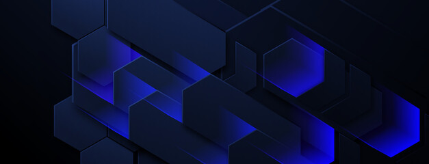Poster - Futuristic hexagonal light blue motion Abstract presentation template 