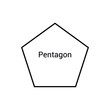 Pentagon shape, regular polygon in euclidean geometry. Polygons with equal sides and angles. Vector illustration isolated on white background.