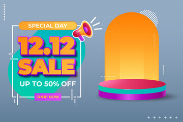 Wall Mural - 12.12 shopping day flash sale banner template design