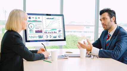 Poster - business data dashboard analysis by ingenious computer software . investment application display bus