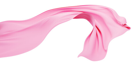 Wall Mural - Pink fabric flying in the wind isolated on white background 3D render