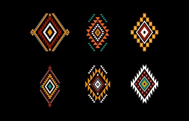 Wall Mural - Geometric ethnic oriental seamless pattern traditional Design for background,carpet,wallpaper.clothing,wrapping,Batik fabric,Vector illustration.embroidery style - Sadu, sadou, sadow or sado