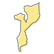 Stylized simple outline map of Mozambique icon.