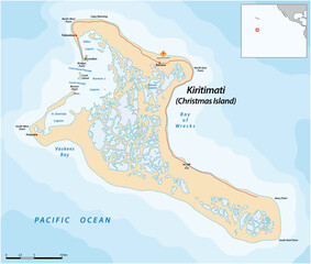 Wall Mural - Vector map of Kiritimati Island, an atoll belonging to Kiribati