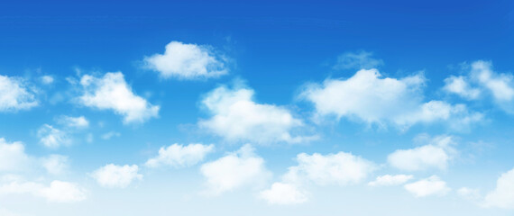 Wall Mural - sunny day background, blue sky with white cumulus clouds, natural summer or spring background