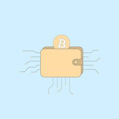 Poster - Bitcoin crypto coin wallet flat thin vector icon