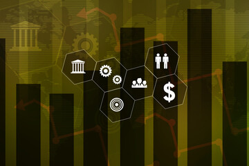 Poster - 2D Digital Abstract Business Networking background