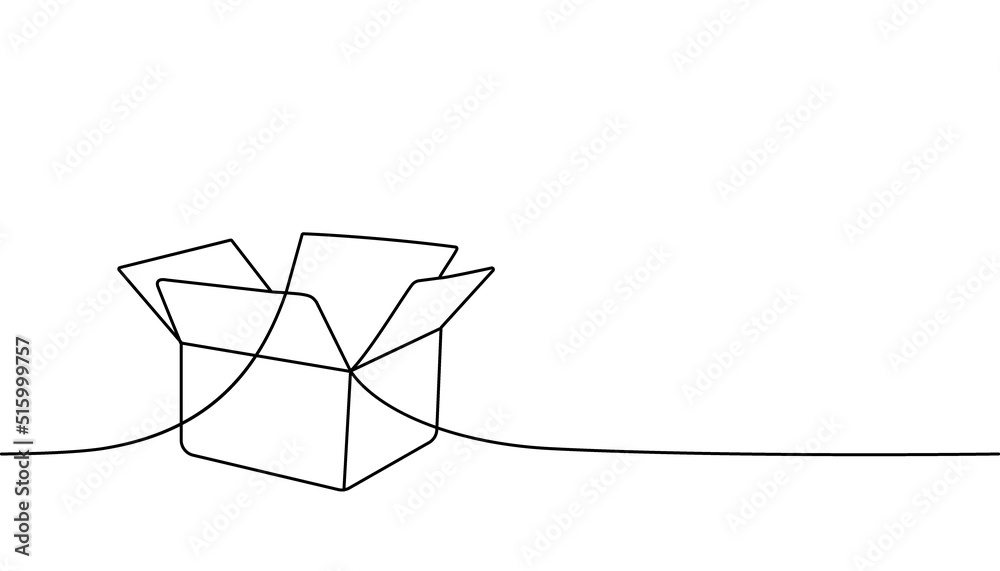 Carton box one line continuous drawing. Cardboard box continuous one ...