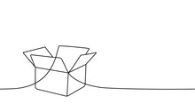Carton Box One Line Continuous Drawing. Cardboard Box Continuous One Line Illustration. Vector Minimalist Linear Illustration.